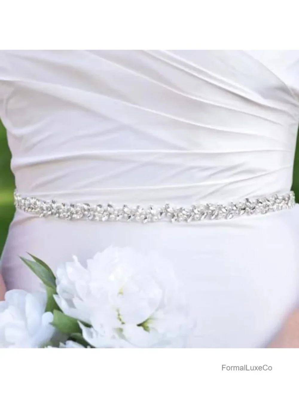Handmade Beaded Rhinestone Pearl Wedding Belt Sash for Bride